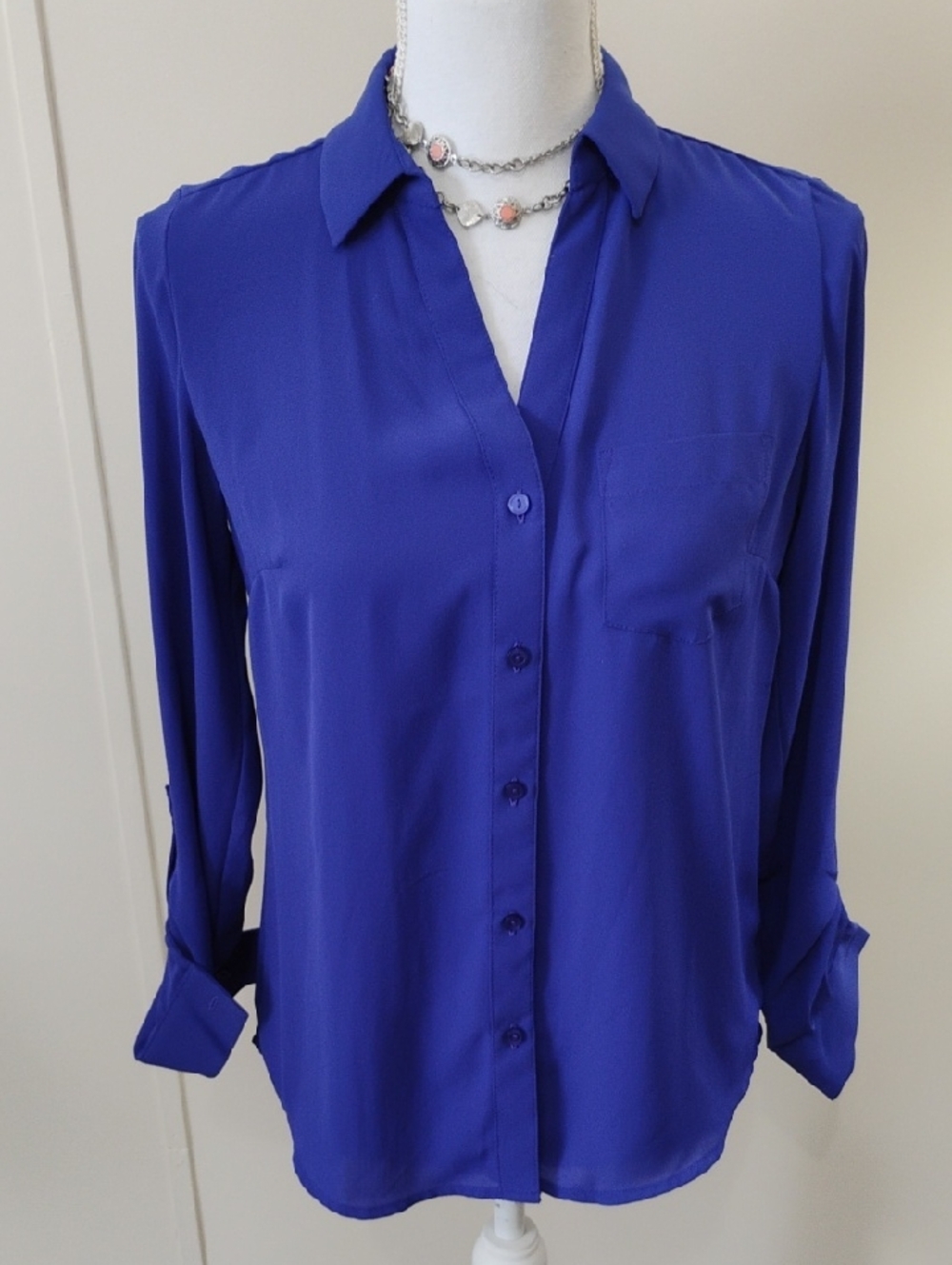 The Limited Women's Button-Down Blouse in Cobalt Blue